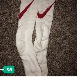 White & Red Nike Socks